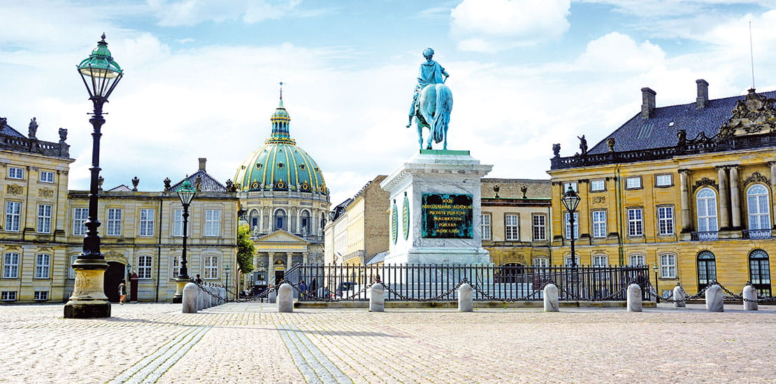 Amalienborg Square in Copenhagen, Denmark